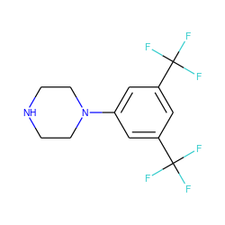 FC(F)(F)c1cc(N2CCNCC2)cc(C(F)(F)F)c1 ZINC000000252516