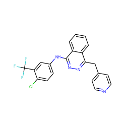 FC(F)(F)c1cc(Nc2nnc(Cc3ccncc3)c3ccccc23)ccc1Cl ZINC000013808861