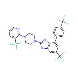 FC(F)(F)c1ccc(-c2cc(C(F)(F)F)cc3[nH]c(N4CCN(c5ncccc5C(F)(F)F)CC4)nc23)cc1 ZINC000038157647