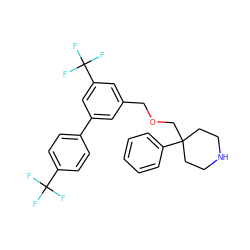 FC(F)(F)c1ccc(-c2cc(COCC3(c4ccccc4)CCNCC3)cc(C(F)(F)F)c2)cc1 ZINC000043174838