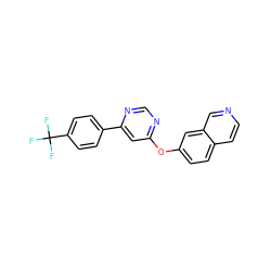 FC(F)(F)c1ccc(-c2cc(Oc3ccc4ccncc4c3)ncn2)cc1 ZINC000014974062