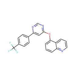 FC(F)(F)c1ccc(-c2cc(Oc3cccc4ncccc34)ncn2)cc1 ZINC000014974088