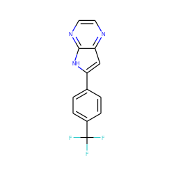 FC(F)(F)c1ccc(-c2cc3nccnc3[nH]2)cc1 ZINC000100827653