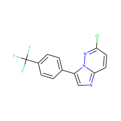 FC(F)(F)c1ccc(-c2cnc3ccc(Cl)nn23)cc1 ZINC000146699496