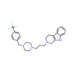 FC(F)(F)c1ccc(CN2CCN(CCCN3CCc4c([nH]c5ccccc45)C3)CC2)cc1 ZINC000036093030