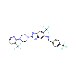 FC(F)(F)c1ccc(CNc2cc3[nH]c(N4CCN(c5ncccc5C(F)(F)F)CC4)nc3cc2C(F)(F)F)cc1 ZINC000038157652