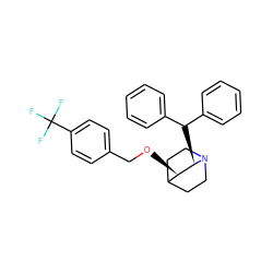 FC(F)(F)c1ccc(CO[C@@H]2C3CCN(CC3)[C@@H]2C(c2ccccc2)c2ccccc2)cc1 ZINC000013744499