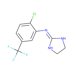 FC(F)(F)c1ccc(Cl)c(N=C2NCCN2)c1 ZINC000053165707