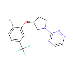 FC(F)(F)c1ccc(Cl)c(O[C@@H]2CCN(c3nccnn3)C2)c1 ZINC000199822134