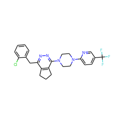 FC(F)(F)c1ccc(N2CCN(c3nnc(Cc4ccccc4Cl)c4c3CCC4)CC2)nc1 ZINC000201145246