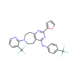 FC(F)(F)c1ccc(Nc2nc(-c3ccco3)nc3c2CCN(c2ncccc2C(F)(F)F)CC3)cc1 ZINC000148131451