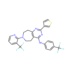 FC(F)(F)c1ccc(Nc2nc(-c3ccsc3)nc3c2CCN(c2ncccc2C(F)(F)F)CC3)cc1 ZINC000146892848