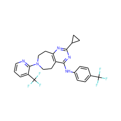 FC(F)(F)c1ccc(Nc2nc(C3CC3)nc3c2CCN(c2ncccc2C(F)(F)F)CC3)cc1 ZINC000064548699