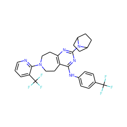 FC(F)(F)c1ccc(Nc2nc(N3C4CCC3CC4)nc3c2CCN(c2ncccc2C(F)(F)F)CC3)cc1 ZINC000137679100