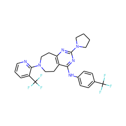 FC(F)(F)c1ccc(Nc2nc(N3CCCC3)nc3c2CCN(c2ncccc2C(F)(F)F)CC3)cc1 ZINC000064573474