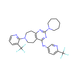 FC(F)(F)c1ccc(Nc2nc(N3CCCCCC3)nc3c2CCN(c2ncccc2C(F)(F)F)CC3)cn1 ZINC000167705765