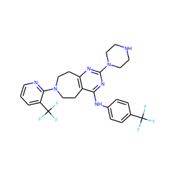 FC(F)(F)c1ccc(Nc2nc(N3CCNCC3)nc3c2CCN(c2ncccc2C(F)(F)F)CC3)cc1 ZINC000064559308