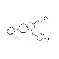 FC(F)(F)c1ccc(Nc2nc(NCC3CC3)nc3c2CCN(c2ncccc2C(F)(F)F)CC3)cc1 ZINC000200431693