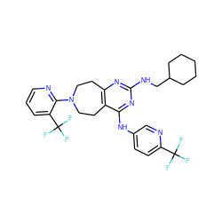 FC(F)(F)c1ccc(Nc2nc(NCC3CCCCC3)nc3c2CCN(c2ncccc2C(F)(F)F)CC3)cn1 ZINC000200429634