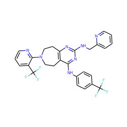 FC(F)(F)c1ccc(Nc2nc(NCc3ccccn3)nc3c2CCN(c2ncccc2C(F)(F)F)CC3)cc1 ZINC000066251496