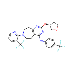 FC(F)(F)c1ccc(Nc2nc(O[C@@H]3CCOC3)nc3c2CCN(c2ncccc2C(F)(F)F)CC3)cc1 ZINC000145031333