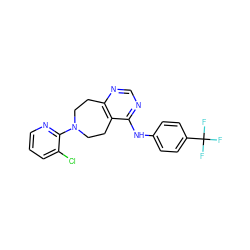 FC(F)(F)c1ccc(Nc2ncnc3c2CCN(c2ncccc2Cl)CC3)cc1 ZINC000064549959