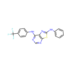 FC(F)(F)c1ccc(Nc2ncnc3sc(Nc4ccccc4)nc23)cc1 ZINC000040874642