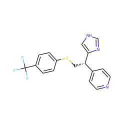 FC(F)(F)c1ccc(SC[C@@H](c2ccncc2)c2c[nH]cn2)cc1 ZINC000064475100