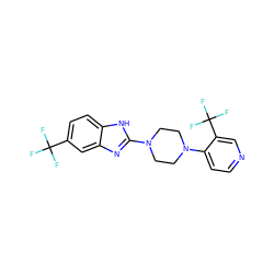 FC(F)(F)c1ccc2[nH]c(N3CCN(c4ccncc4C(F)(F)F)CC3)nc2c1 ZINC000035860575