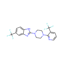 FC(F)(F)c1ccc2[nH]c(N3CCN(c4ncccc4C(F)(F)F)CC3)nc2c1 ZINC000035997467