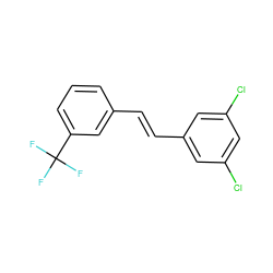 FC(F)(F)c1cccc(/C=C/c2cc(Cl)cc(Cl)c2)c1 ZINC000036159898