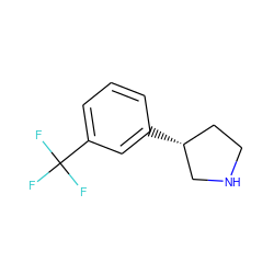 FC(F)(F)c1cccc([C@@H]2CCNC2)c1 ZINC000002509811