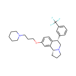 FC(F)(F)c1cccc([C@@H]2CN3CCC[C@@H]3c3cc(OCCCN4CCCCC4)ccc32)c1 ZINC000028885818