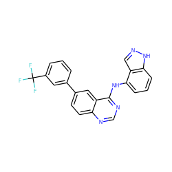 FC(F)(F)c1cccc(-c2ccc3ncnc(Nc4cccc5[nH]ncc45)c3c2)c1 ZINC000143130468