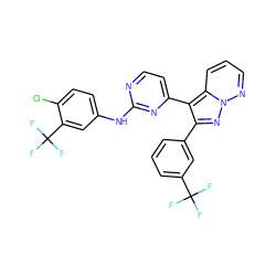 FC(F)(F)c1cccc(-c2nn3ncccc3c2-c2ccnc(Nc3ccc(Cl)c(C(F)(F)F)c3)n2)c1 ZINC000014945974