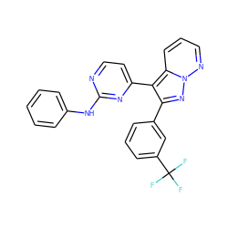 FC(F)(F)c1cccc(-c2nn3ncccc3c2-c2ccnc(Nc3ccccc3)n2)c1 ZINC000013582703