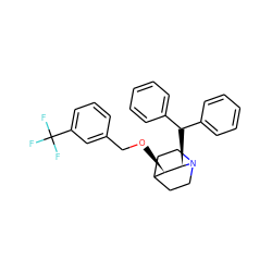 FC(F)(F)c1cccc(CO[C@@H]2C3CCN(CC3)[C@@H]2C(c2ccccc2)c2ccccc2)c1 ZINC000013740664