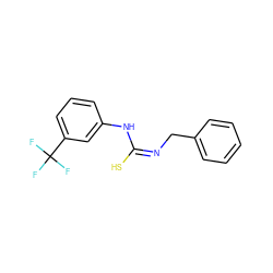 FC(F)(F)c1cccc(N/C(S)=N\Cc2ccccc2)c1 ZINC000013482336