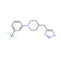 FC(F)(F)c1cccc(N2CCC(Cc3c[nH]cn3)CC2)c1 ZINC000053243527