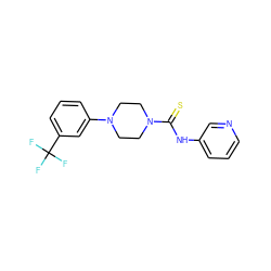 FC(F)(F)c1cccc(N2CCN(C(=S)Nc3cccnc3)CC2)c1 ZINC000198401785