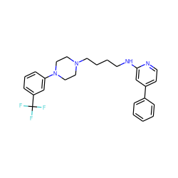 FC(F)(F)c1cccc(N2CCN(CCCCNc3cc(-c4ccccc4)ccn3)CC2)c1 ZINC000035874195