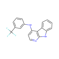 FC(F)(F)c1cccc(Nc2ccnc3[nH]c4ccccc4c23)c1 ZINC000169312096