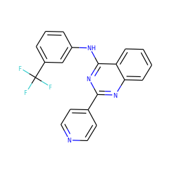 FC(F)(F)c1cccc(Nc2nc(-c3ccncc3)nc3ccccc23)c1 ZINC000001204983