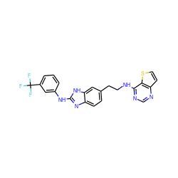 FC(F)(F)c1cccc(Nc2nc3ccc(CCNc4ncnc5ccsc45)cc3[nH]2)c1 ZINC000049089147