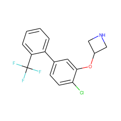 FC(F)(F)c1ccccc1-c1ccc(Cl)c(OC2CNC2)c1 ZINC000096175892