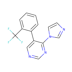 FC(F)(F)c1ccccc1-c1cncnc1-n1ccnc1 ZINC000004239413