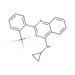 FC(F)(F)c1ccccc1-c1nc(NC2CC2)c2ccccc2n1 ZINC000004265350