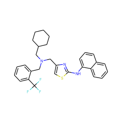 FC(F)(F)c1ccccc1CN(Cc1csc(Nc2cccc3ccccc23)n1)CC1CCCCC1 ZINC000036159718