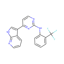 FC(F)(F)c1ccccc1Nc1nccc(-c2c[nH]c3ncccc23)n1 ZINC000036124420