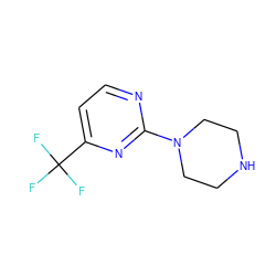 FC(F)(F)c1ccnc(N2CCNCC2)n1 ZINC000002557559